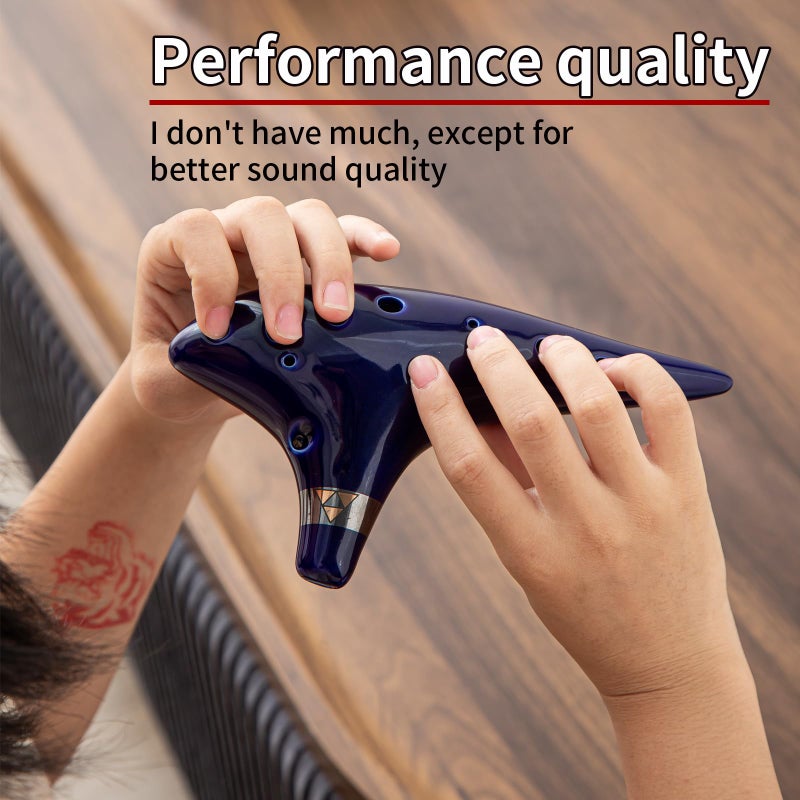 awef â€œOcean Notesâ€ 12 Hole Sweet Potato Ocarina Graceful Shape Pottery Ocarina in Alto C (Royal Blue) - Image 3